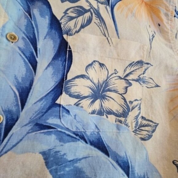 Caribbean Hawaiian Shirt Men's XL Multicolor Linen Blend Button Up S/S Floral - Picture 4 of 14
